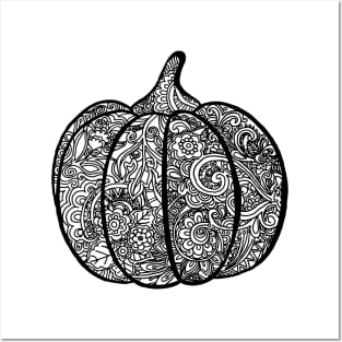 Pumpkin Zentangle - Black Lace Posters and Art